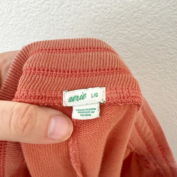 [Aerie] Burnt Orange Lived In Beach 100% Cotton Sweat Shorts Comfort Sz Large L - Picture 11 of 12